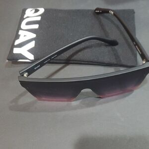 Quay hindsight matte black frame pink ombre gradient fade flat brow‎ sunglasses
